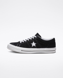 Converse One Star Vintage Suede Bayan Kısa Ayakkabı Siyah/Beyaz | 4189350-Türkiye
